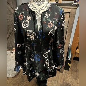 BB Dakota Black and White Bishop Sleeve Mini Dress